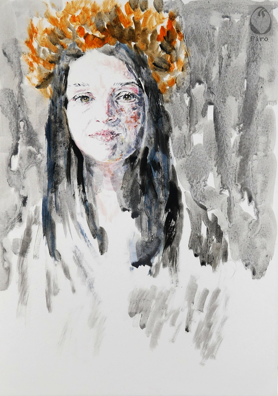 oil on paper - olio su carta di Piro